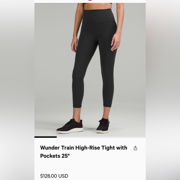 NWT (2) lululemon Wunder Train Pockets Black - TWO pairs - Picture 2 of 9